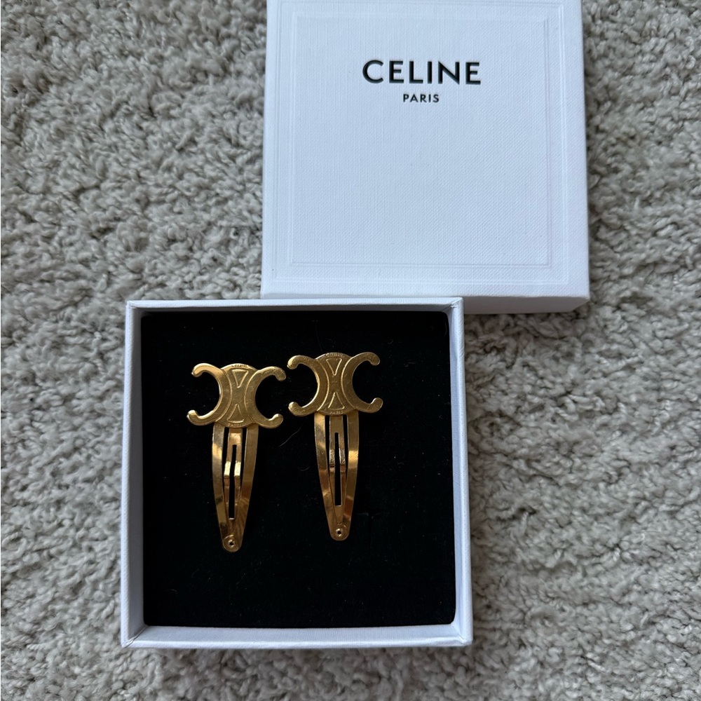 Celine Gold Logo Hair Accessories